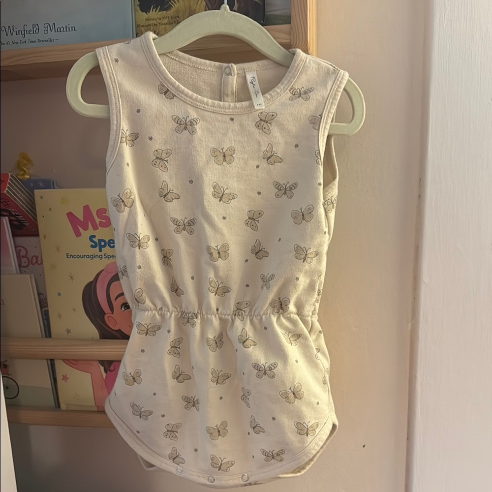 Cream Sleeveless Onesie with Butterfly Print